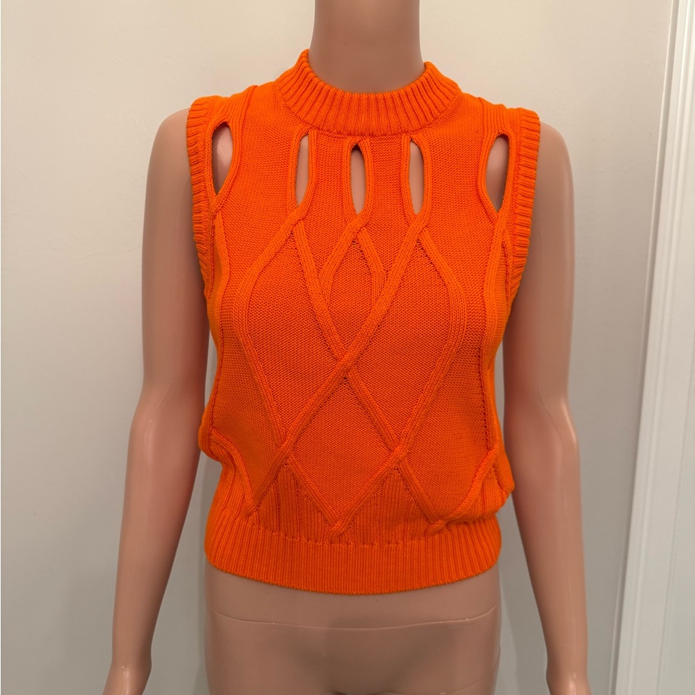 Versace Orange Sleeveless Knit Top